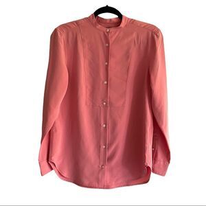 RALPH LAUREN BLACK LABEL Dusty Rose Pink Button Front Long Sleeve Blouse S